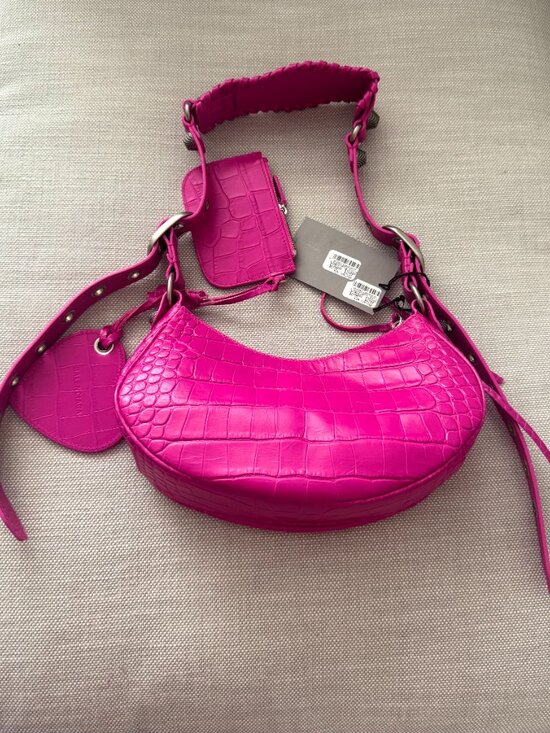 🔥 Balenciaga Le Cagole XS Croc Embossed Shoulder Bag – Hot Pink – BNWT 🔥 - Picture 5 of 16